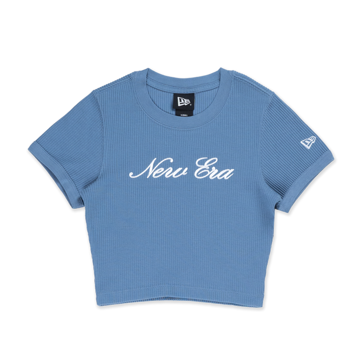 New Era Basic Faded Blue Women Crop Rib Tee