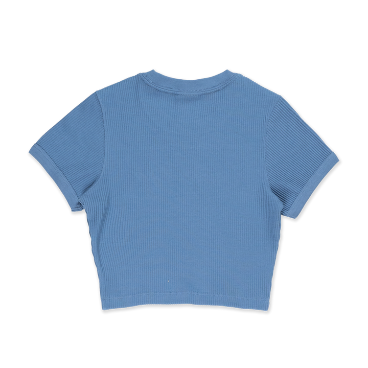 New Era Basic Faded Blue Women Crop Rib Tee