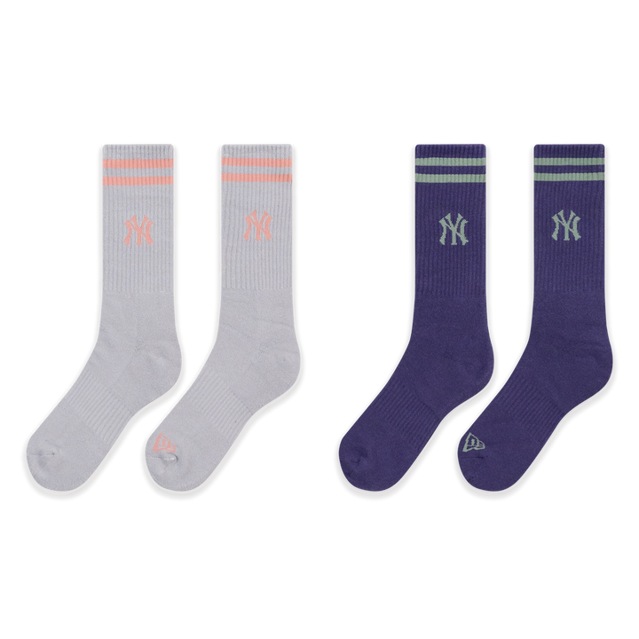 New Era ถุงเท้า รุ่น New York Yankees Color Era 2 Pack Dolphin Gray and Purple Socks