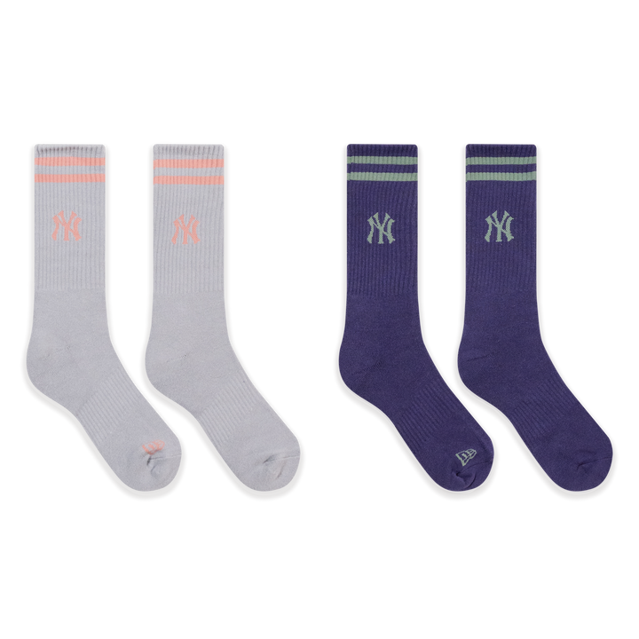 New Era ถุงเท้า รุ่น New York Yankees Color Era 2 Pack Dolphin Gray and Purple Socks