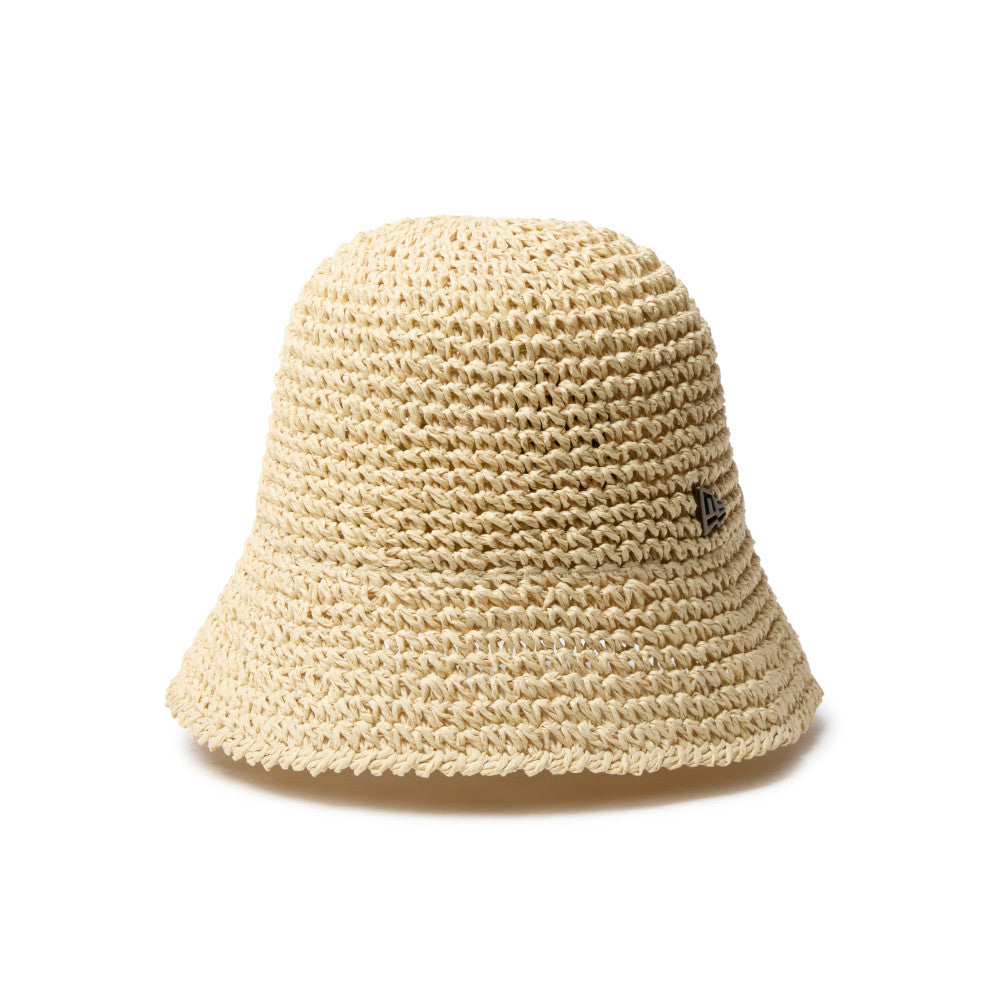 帽子 new era crochet knit paper hat beige クロシェ ニットバケット ペーパー ベージュ/クロームホワイト