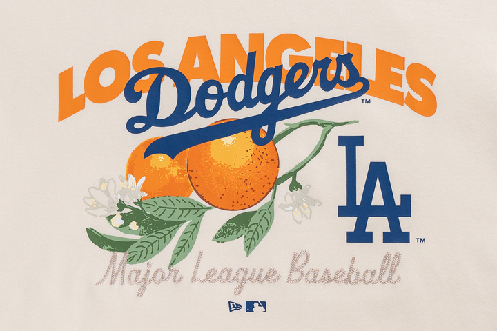 New Era เสื้อยืดแขนสั้นรุ่น Los Angeles Dodgers Harvest Merch Chrome White Short Sleeve T-Shirt