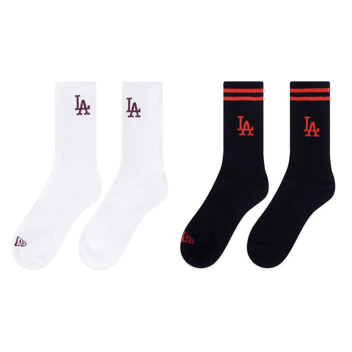 New Era ถุงเท้ารุ่น Los Angeles Dodgers Color Era 2 Pack White And Black Socks