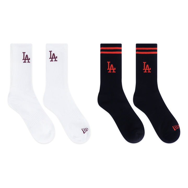 New Era ถุงเท้ารุ่น Los Angeles Dodgers Color Era 2 Pack White And Black Socks