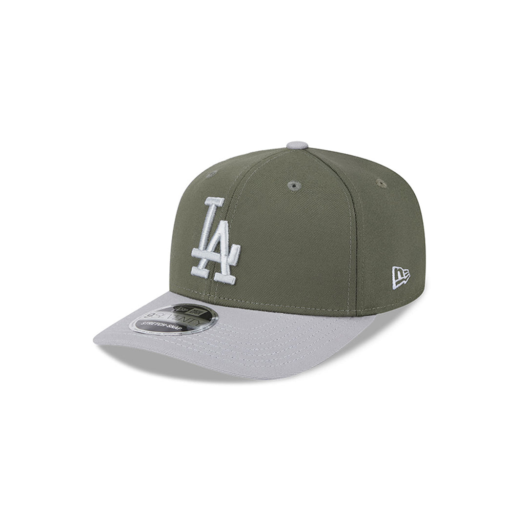 New Era หมวกรุ่น Los Angeles Dodgers 2-Tone Gray Visor New Olive 9Seventy Stretch Snap Cap