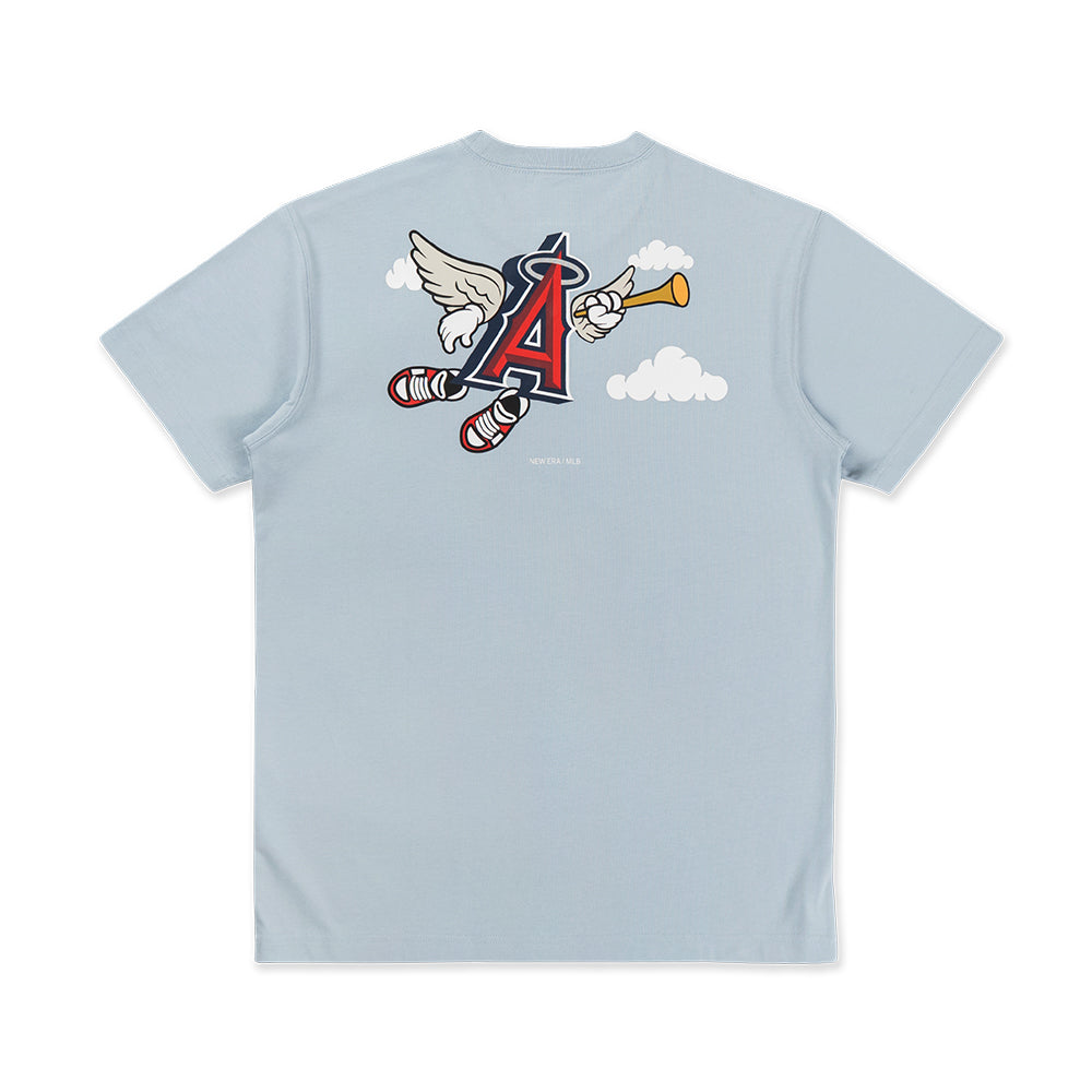 New Era เสื้อยืดแขนสั้นรุ่น LOS ANGELES ANGELS MLB CARTOON SOFT BLUE SHORT SLEEVE T-SHIRT