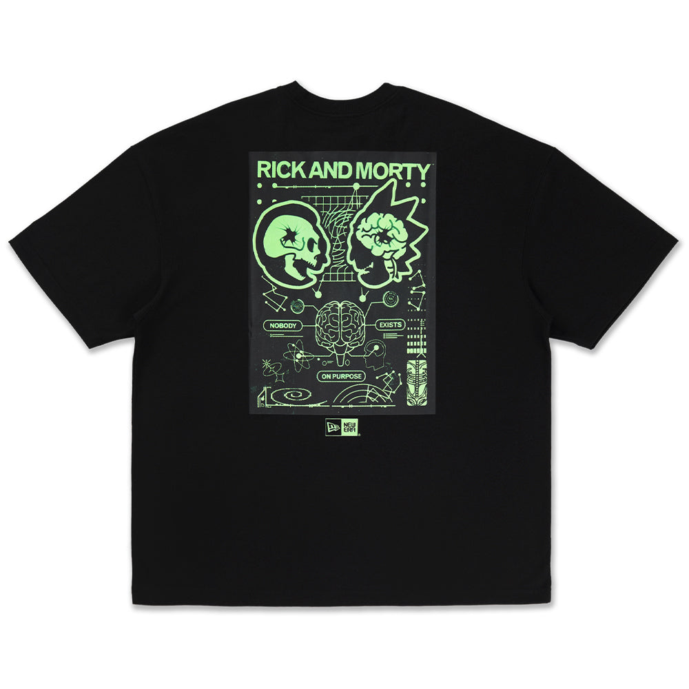 New Era เสื้อยืดแขนสั้นรุ่น Rick And Morty Neon Skull Black Oversized Short Sleeve T-Shirt