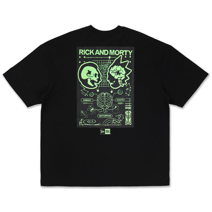 New Era เสื้อยืดแขนสั้นรุ่น Rick And Morty Neon Skull Black Oversized Short Sleeve T-Shirt
