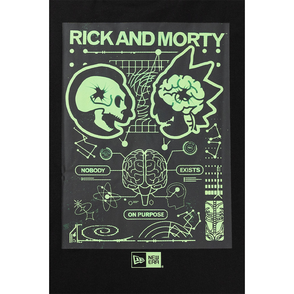 New Era เสื้อยืดแขนสั้นรุ่น Rick And Morty Neon Skull Black Oversized Short Sleeve T-Shirt