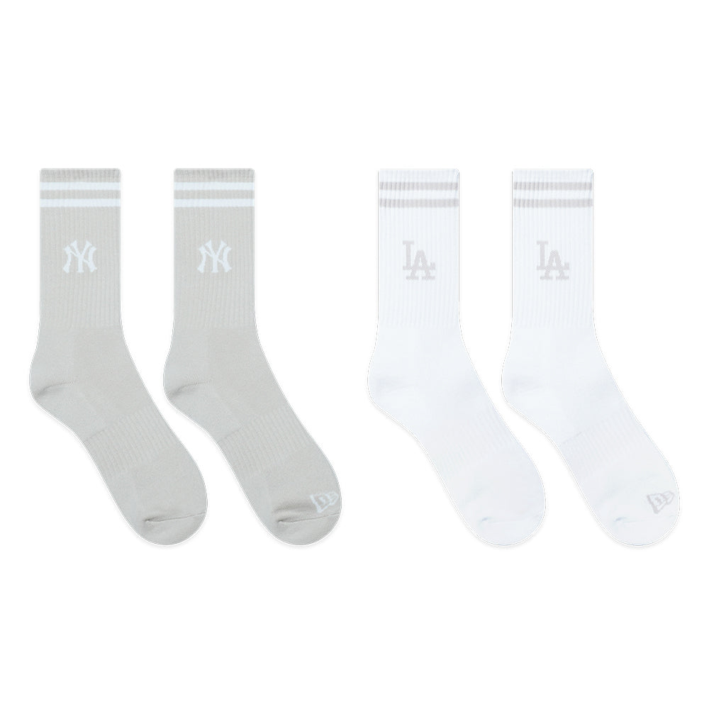 New Era ถุงเท้ารุ่น LOS ANGELES DODGERS COLOR ERA STONE & WHITE SOCKS