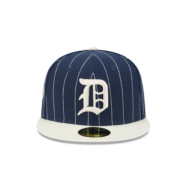 New Era หมวกรุ่น 59FIFTY PACK - STRIPES DETROIT TIGERS COOPERSTOWN 2-TONE CHROME WHITE VISOR OCEANSIDE BLUE 59FIFTY CAP