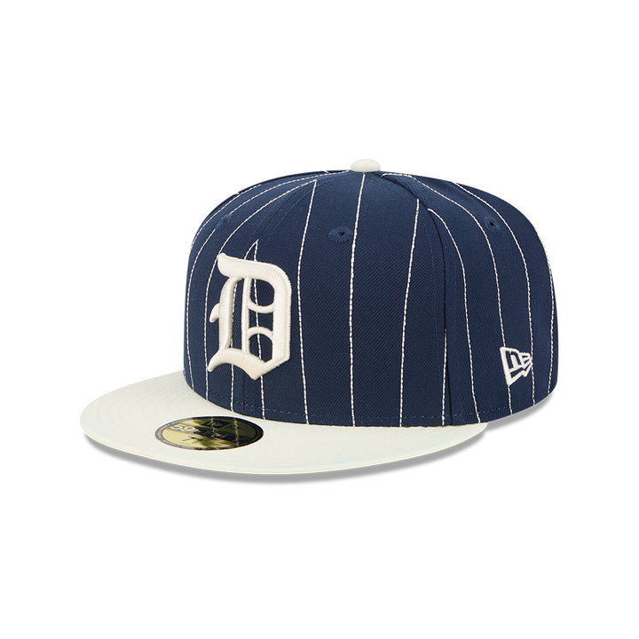New Era หมวกรุ่น 59FIFTY PACK - STRIPES DETROIT TIGERS COOPERSTOWN 2-TONE CHROME WHITE VISOR OCEANSIDE BLUE 59FIFTY CAP