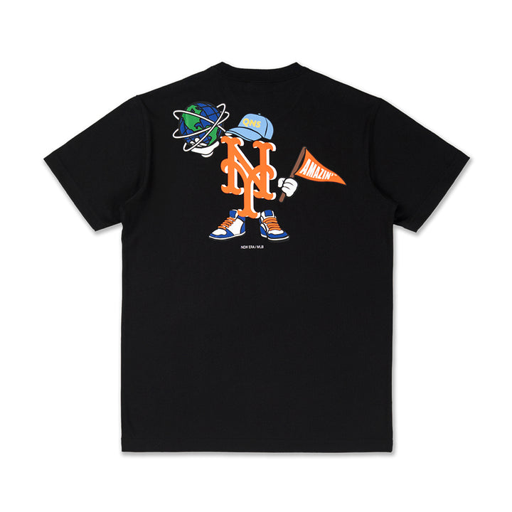 New Era เสื้อยืดแขนสั้นรุ่น NEW YORK METS MLB CARTOON BLACK SHORT SLEEVE T-SHIRT