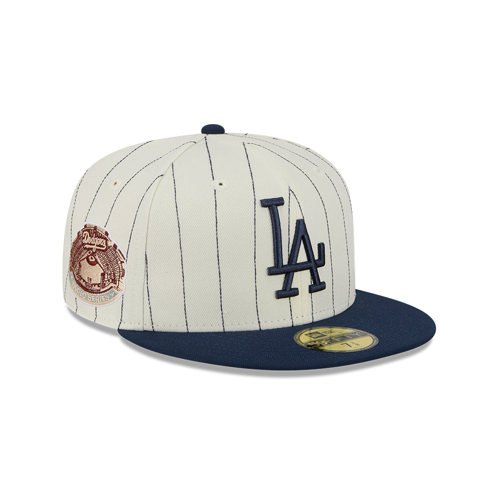 New Era หมวกรุ่น 59FIFTY PACK - STRIPES LOS ANGELES DODGERS COOPERSTOWN 2-TONE GRAPHITE VISOR CHROME WHITE 59FIFTY CAP