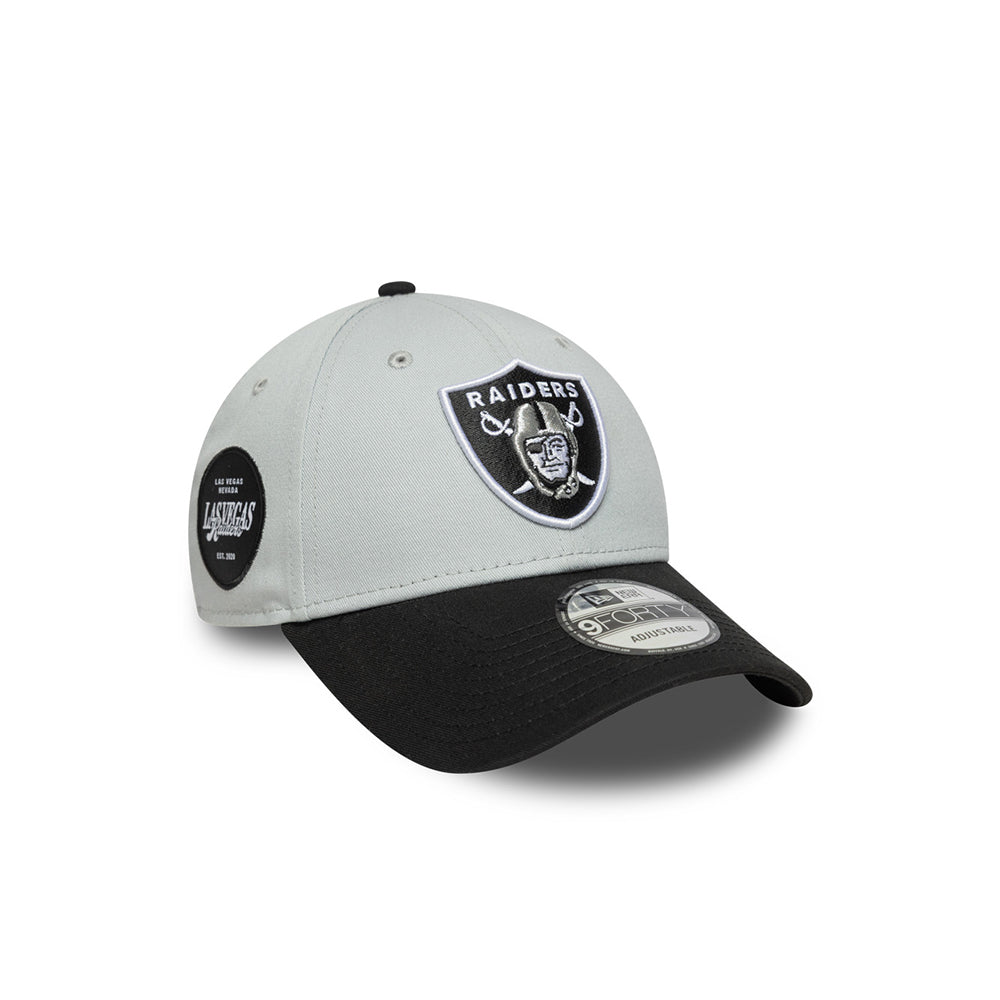 New Era หมวกรุ่น LAS VEGAS RAIDERS SIDE PATCH 2-TONE BLACK VISOR SNOW GRAY 9FORTY CAP