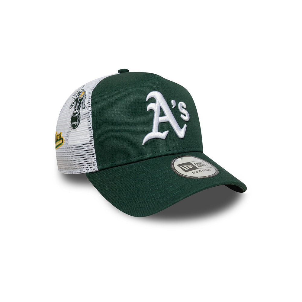 New Era หมวกรุ่น OAKLAND ATHLETICS MULTI PATCH DARK GREEN 9FORTY EF TRUCKER CAP
