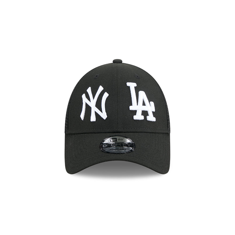 New Era หมวกรุ่น NEW YORK YANKEES & LOS ANGELES DODGERS MLB TWO TEAM BLACK 9FORTY TRUCKER CAP