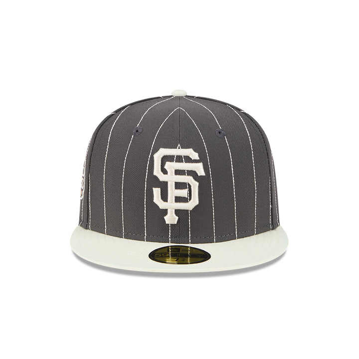 New Era หมวกรุ่น 59FIFTY PACK - STRIPES SAN FRANCISCO GIANTS COOPERSTOWN 2-TONE CHROME WHITE VISOR GRAPHITE 59FIFTY CAP