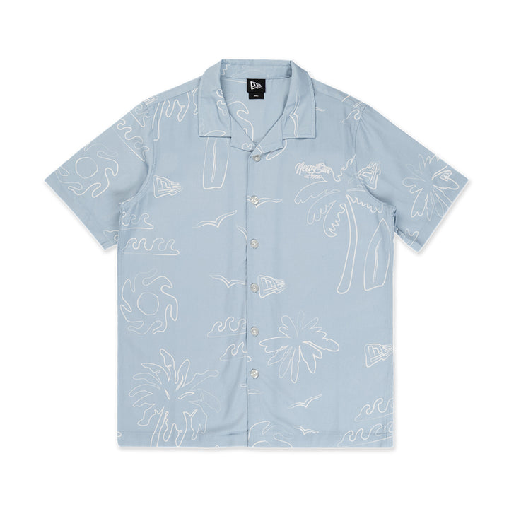 New Era เสื้อเชิ้ตแขนสั้นรุ่น NEW ERA RESORT SOFT BLUE WOVEN SHIRT