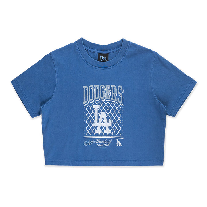 New Era เสื้อครอปรุ่น LOS ANGELES DODGERS OLD SCHOOL SPORT AP LIGHT ROYAL WOMEN CROP TEE