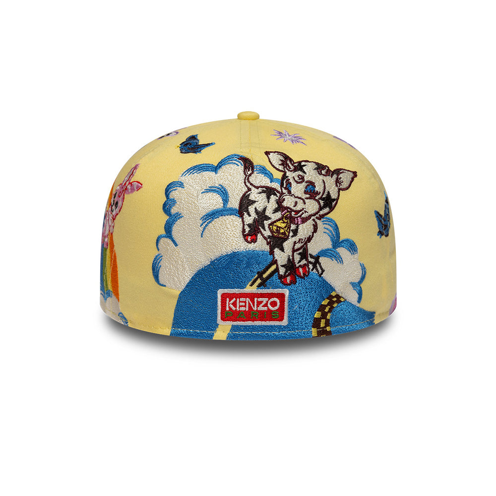 New Era หมวกรุ่น NEW ERA X KENZO ANIMAL EMBROIDERIES SOFT YELLOW 59FIFTY CAP