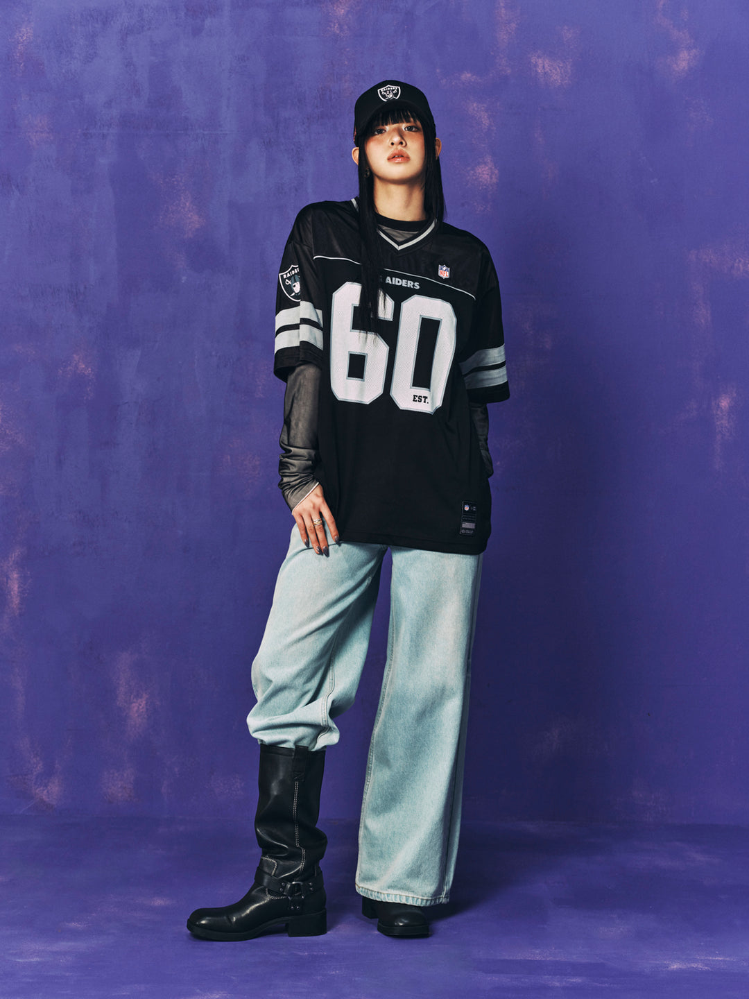 New Era เสื้อยืดแขนสั้นรุ่น Los Angeles Raiders Korea Jersey Black Jersey