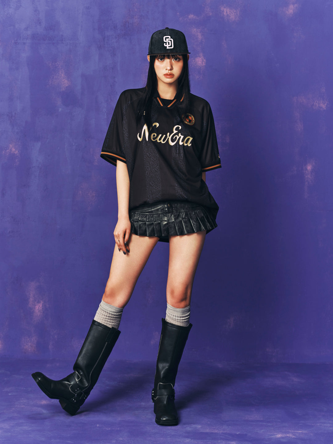 New Era เสื้อยืดแขนสั้นรุ่น New Era Korea Football Jersey Black Jersey
