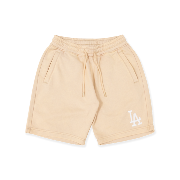 NEW ERA BROKEN WORLD-ACID WASH LOS ANGELES DODGERS OAT MILK KNIT SHORTS