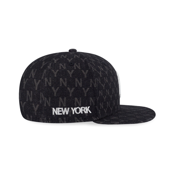 หมวก NEW YORK YANKEES DENIM ALL-OVER MONOGRAM BLACK DENIM 9FIFTY CAP