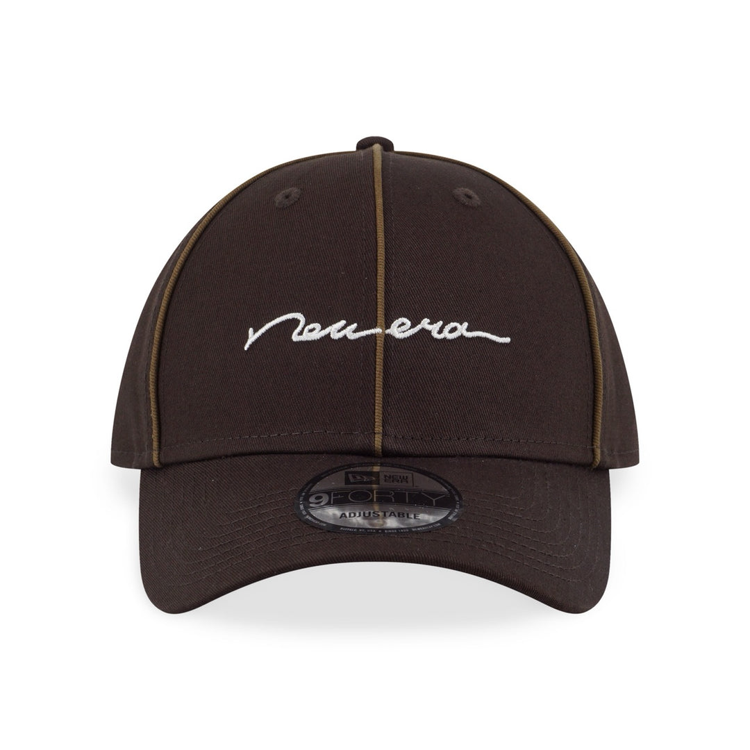 NEW ERA PIPING BROWN SUEDE 9FORTY CAP