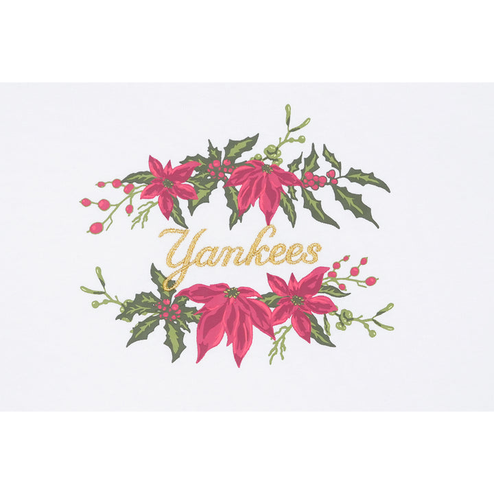 NEW YORK YANKEES CHRISTMAS FLORAL WHITE WOMEN SHORT SLEEVE T-SHIRT