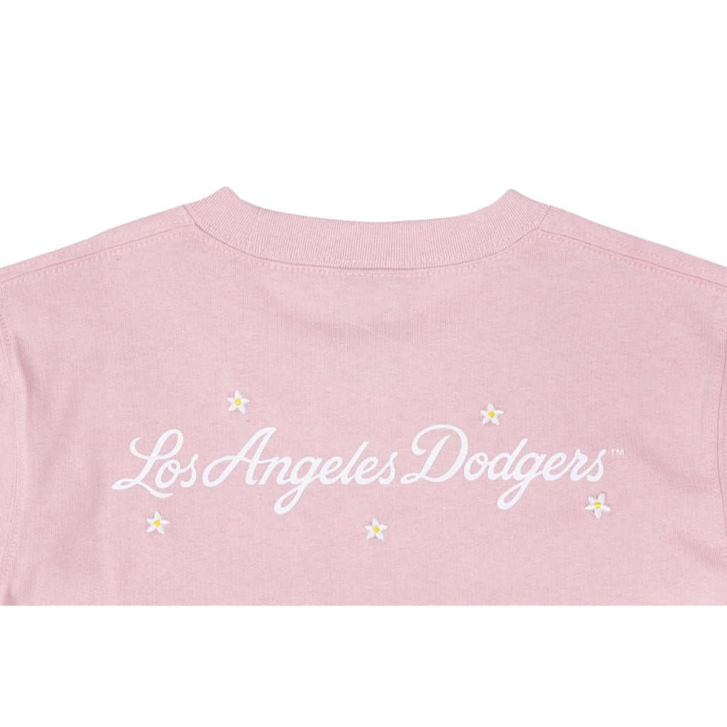 LOS ANGELES DODGERS MINI FLORAL PINK ROUGE WOMEN CROP TEE