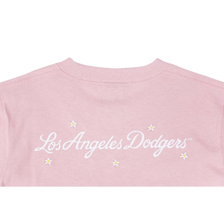 LOS ANGELES DODGERS MINI FLORAL PINK ROUGE WOMEN CROP TEE