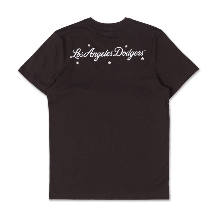 LOS ANGELES DODGERS MINI FLORAL BROWN SUEDE SHORT SLEEVE T-SHIRT