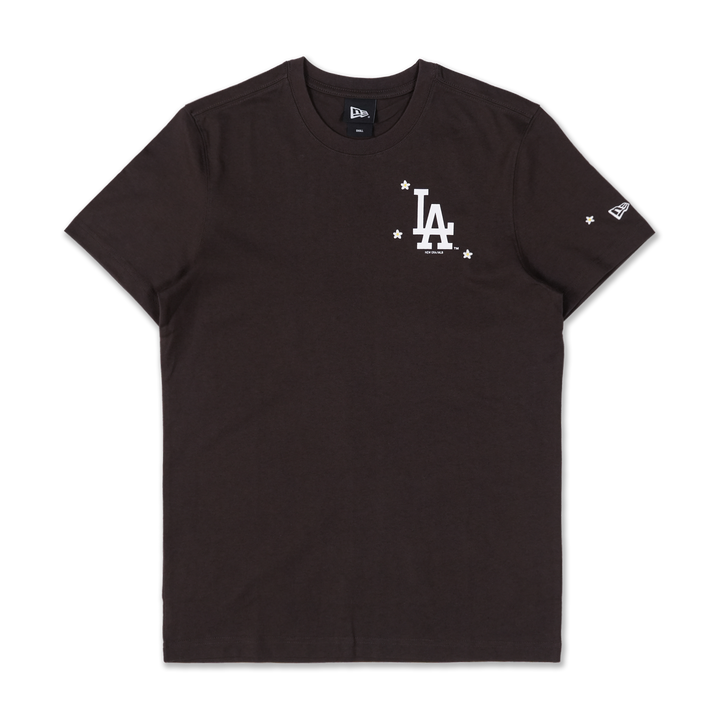 LOS ANGELES DODGERS MINI FLORAL BROWN SUEDE SHORT SLEEVE T-SHIRT