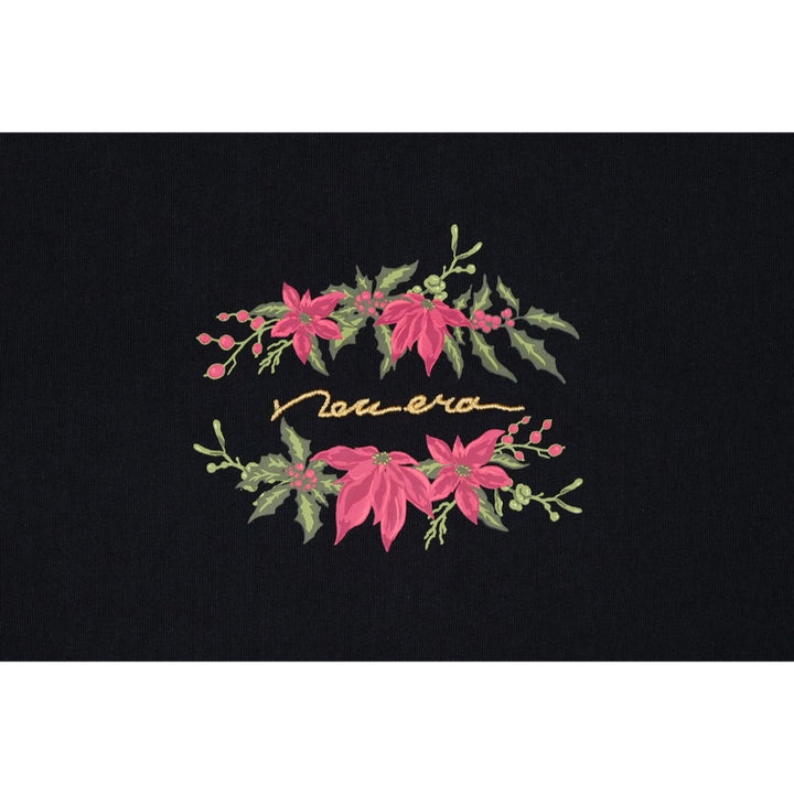 NEW ERA CHRISTMAS FLORAL BLACK SHORT SLEEVE T-SHIRT