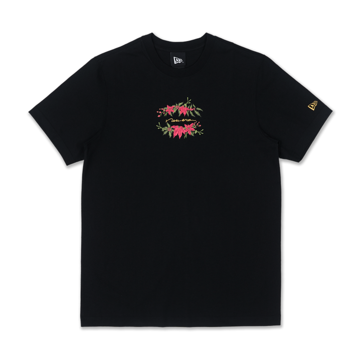 NEW ERA CHRISTMAS FLORAL BLACK SHORT SLEEVE T-SHIRT