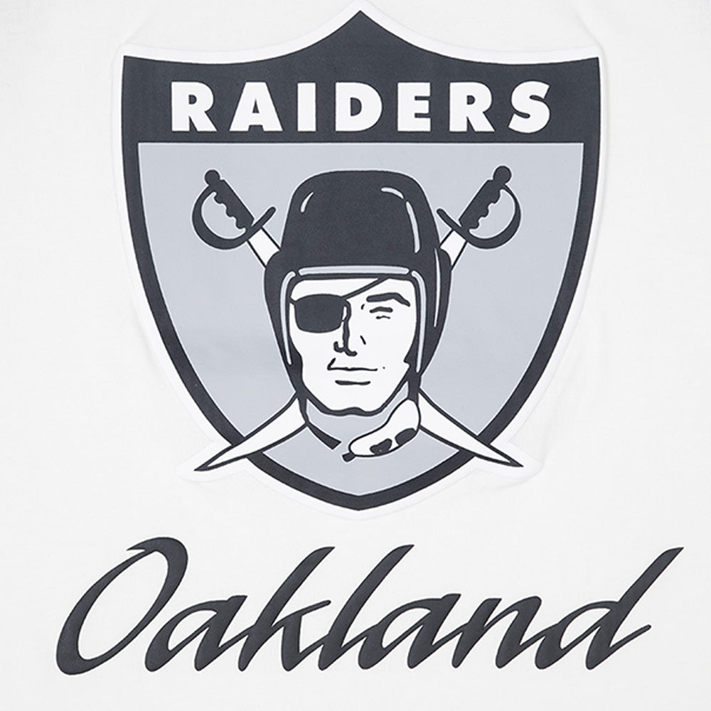 OAKLAND RAIDERS NFL CANVAS WASH IVORY BLACK RAGLAN SLEEVE T-SHIRT 13957289