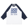 NEW YORK GIANTS NFL CANVAS WASH WHITE NAVY RAGLAN SLEEVE T-SHIRT 13957290