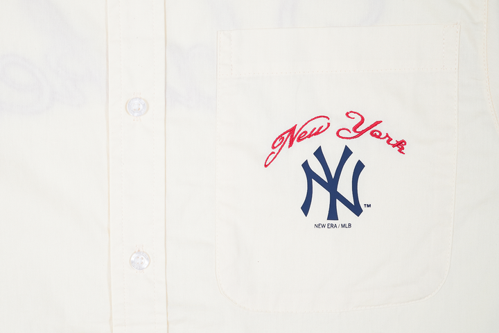 NEW YORK YANKEES LEAGUE MIX LIGHT CREAM WOVEN SHIRT