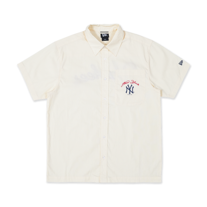 NEW YORK YANKEES LEAGUE MIX LIGHT CREAM WOVEN SHIRT