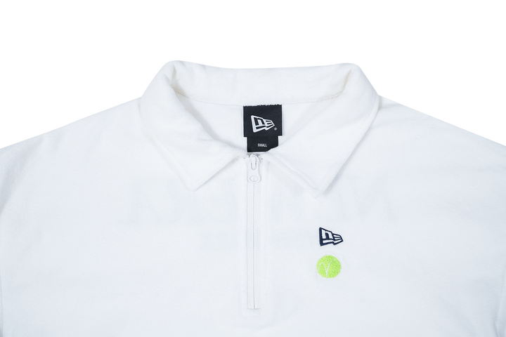 NEW ERA SPORTS CLUB - TENNIS WHITE TERRY CLOTH ZIP POLO SHIRT