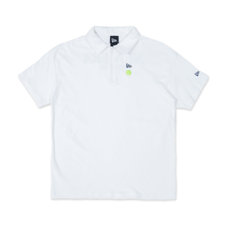 NEW ERA SPORTS CLUB - TENNIS WHITE TERRY CLOTH ZIP POLO SHIRT