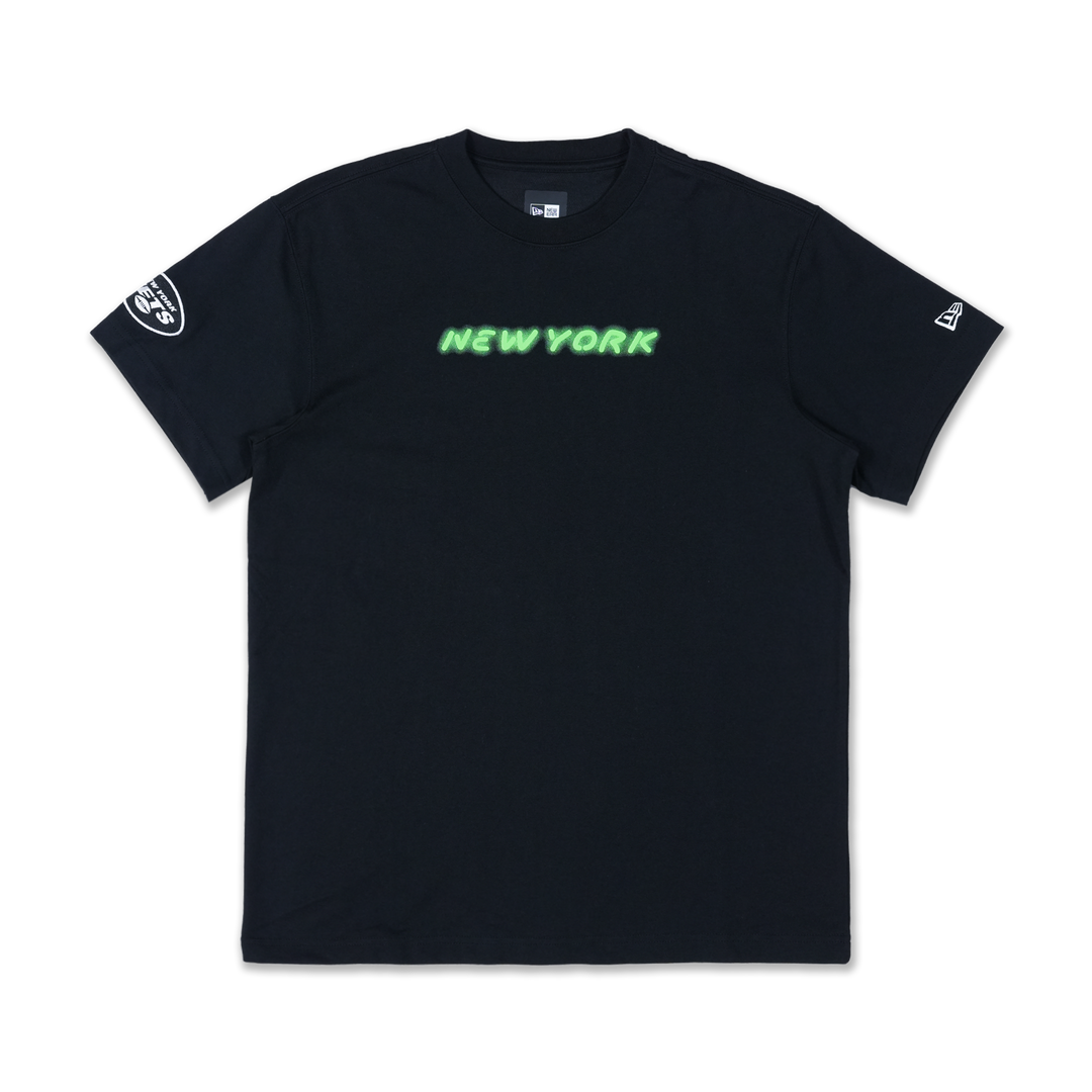 NEW YORK JETS PARTY VIBE - SUMMER NEON BLACK REGULAR SHORT SLEEVE T-SHIRT