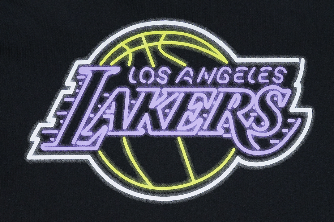 LOS ANGELES LAKERS PARTY VIBE - SUMMER NEON BLACK REGULAR SHORT SLEEVE T-SHIRT