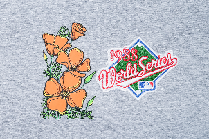 LOS ANGELES DODGERS COOPERSTOWN MLB STATE FLOWER HEATHER GRAY REGULAR SHORT SLEEVE T-SHIRT