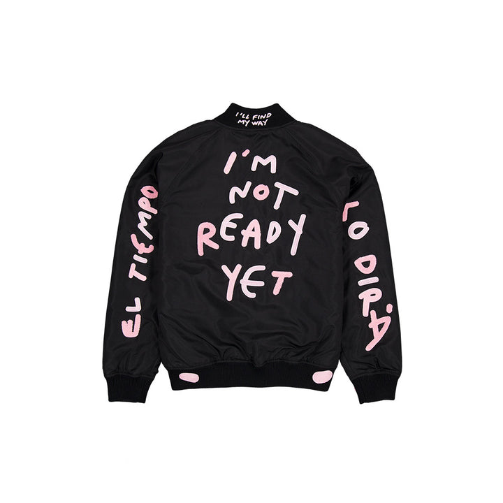 New Era X Ricardo Luevanos In Dream I Can Fly Script Black Oversized Varsit Jacket