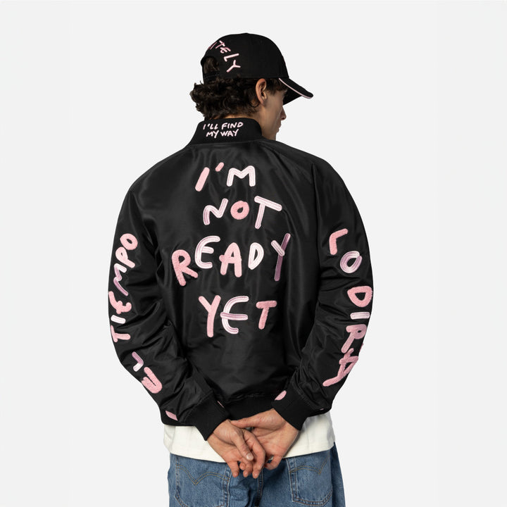 New Era X Ricardo Luevanos In Dream I Can Fly Script Black Oversized Varsit Jacket