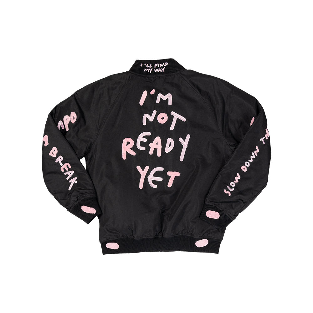 New Era X Ricardo Luevanos In Dream I Can Fly Script Black Oversized Varsit Jacket