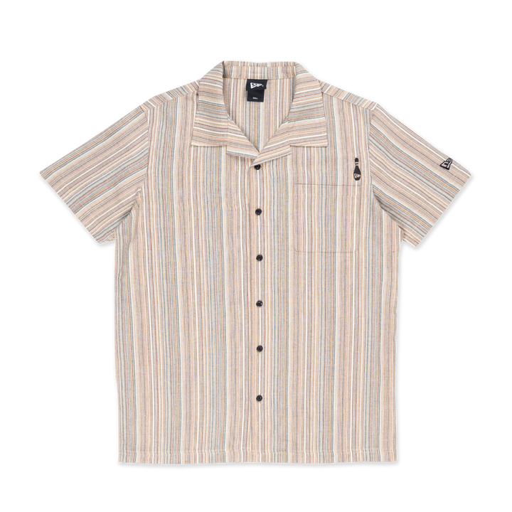 NEW ERA BOWLING CLUB LETS ROLL MULTI STRIPED RELAXED FIT WOVEN SHIRT